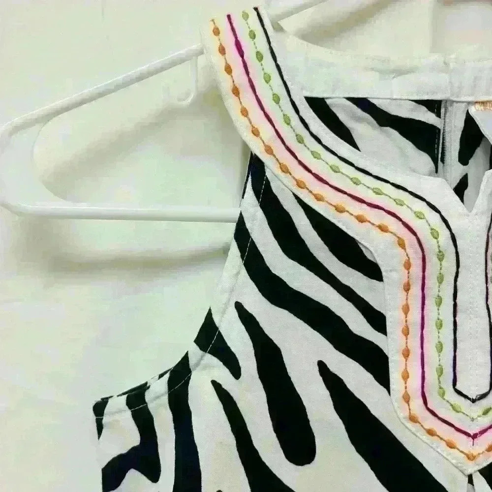 Gymboree Wild For Zebra Animal Print Shift Dress Black White size 7 girls - Picture 7 of 12